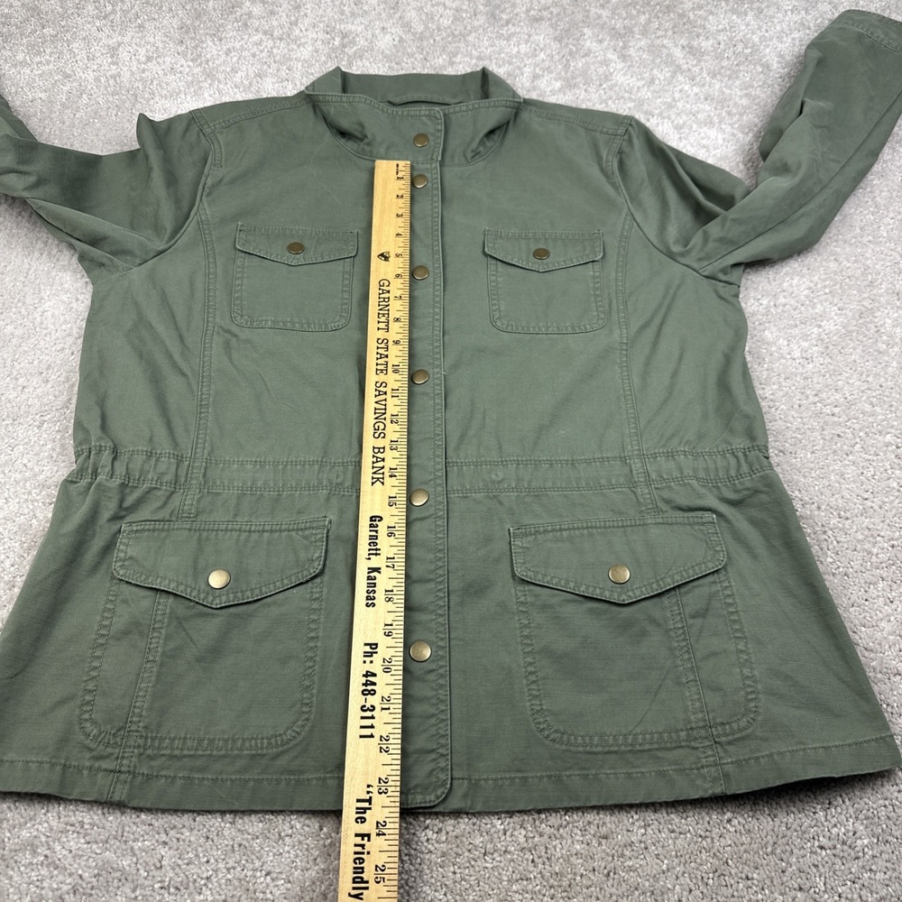 Talbots Utility Jacket Womens XL Green Twill Cargo‎ Field Coat Military Y2K NWT - Picture 7 of 7
